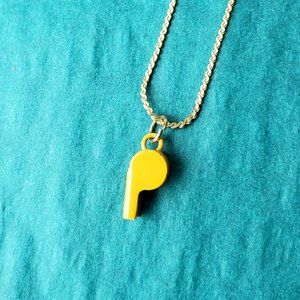 2/10$ Vintage gold tone yellow whistle  necklace pendant